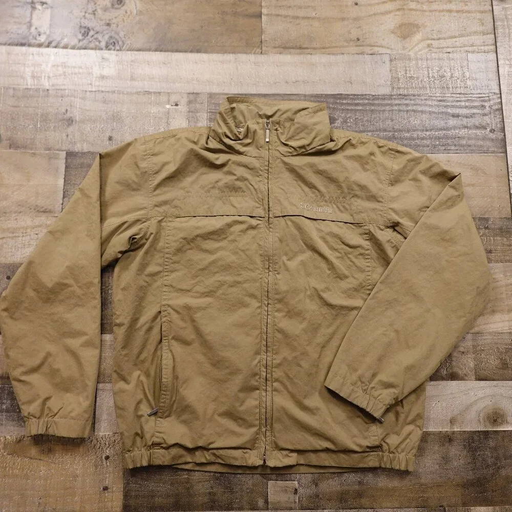 Columbia‎ Windbreaker Jacket Men’s Large Tan Lightweight Hiking Outdoor